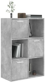 vidaXL Ραφιέρα με Ντουλάπια Γκρι Σκυροδέμ. 60x29,5x90 εκ. Επεξ. Ξύλο