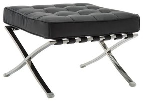 WOODWELL Ε968,02BARCELONA τ. Σκαμπό - Υποπόδιο, Βάση Inox, Pu Μαύρο 61x61x43cm Ε968,02