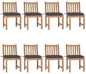 vidaXL Καρέκλες Κήπου 8 τεμ. από Μασίφ Ξύλο Teak με Μαξιλάρια