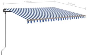 Τέντα Αυτόματη με LED &amp; Αισθ. Ανέμου Μπλε / Λευκό 4,5x3,5 μ. - Μπλε