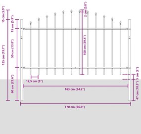 vidaXL Φράχτης Κήπου με Μαλακή Κορυφή Λευκό 1,7x1 μ Μέταλλο