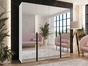 Ντουλάπα Mila II Τετράφυλλη-Λευκό - Μαύρο