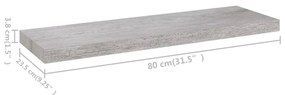 Ράφι Τοίχου Γκρι Σκυροδέματος 80x23,5x3,8 εκ. από MDF - Γκρι