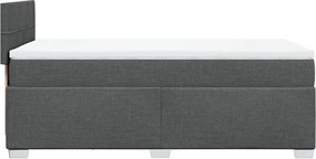 vidaXL Κρεβάτι Boxspring με Στρώμα Σκούρο Γκρι 90x200 εκ. Υφασμάτινο