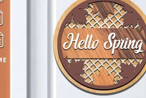 Σετ των 2 Intra απο ξύλο plywood 3mm-4mm πάχος – Ανοιξιάτικη στρογγυλή πινακίδα Κρεμάστρα πόρτας με λέιζερ Δίασταση 20x20 cm INTRAFABR-61035471