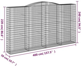 vidaXL Συρματοκιβώτια Τοξωτά 4 τεμ. 400x50x220/240 εκ. Γαλβαν. Ατσάλι