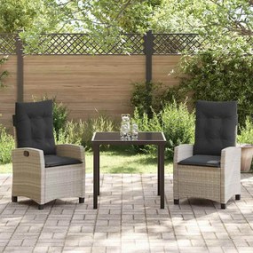 vidaXL Σέτ φαγητού για κήπο 3 pcs Ανοιχτό γκρι συνθετικό ρατάν