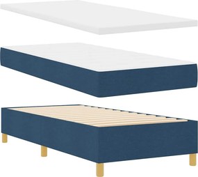 vidaXL LED Κρεβάτι με βάθρο με κεφαλάρι Μπλε 80 x 200 cm ύφασμα