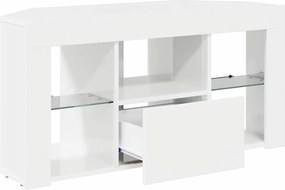 vidaXL Γωνιακός LED Τηλεοπτικός Κάμπινγκ Υψηλή γυαλιστερή Λευκή