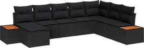 vidaXL Σετ Καναπέ Κήπου με μαξιλάρι 8 pcs Μαύρο Πολυ ράταν