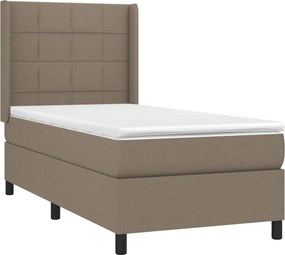 vidaXL Κρεβάτι Boxspring με Στρώμα &amp; LED Taupe 90x190 εκ. Υφασμάτινο