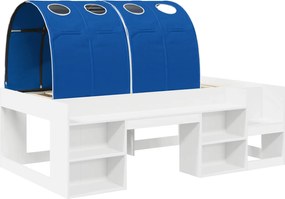 vidaXL Κρεβάτι με Τόνελ 3 τεμ. Λευκό και Μπλε Επεξεργασμένο Ξύλο