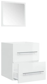Ντουλάπι Μπάνιου με Καθρέφτη Γυαλιστερό Λευκό 41x38,5x48 εκ. - Λευκό