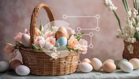 Intra Συλλεκτικό Ξύλινο Παζλ Plywood 4mm - Πασχαλινό καλάθι με χρωματιστά αυγά και λουλούδια Σε Ξύλινο Κουτί - Διαστάσεις: 10x10 cm – 25 κομμάτια