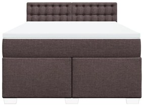 Κρεβάτι Boxspring με Στρώμα Σκούρο Καφέ 160x200 εκ Υφασμάτινο - Καφέ