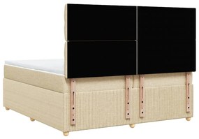 vidaXL Κρεβάτι Boxspring με Στρώμα Κρεμ 200x200 εκ. Υφασμάτινο