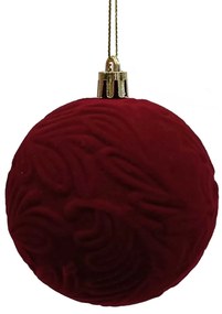 Χριστουγεννιάτικη Μπορντό Μπάλα με Σχέδιο Velvet 8cm 238351a