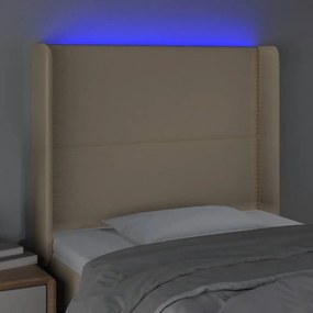 Κεφαλάρι Κρεβατιού LED Κρεμ 103x16x118/128 εκ. Υφασμάτινο - Κρεμ