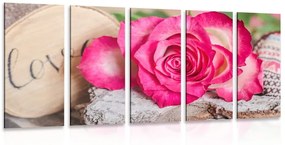 Εικόνα 5 μερών τριαντάφυλλο Αγάπη - 100x50