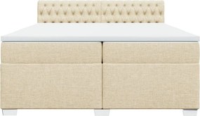 vidaXL Κρεβάτι Boxspring με Στρώμα Κρεμ 200x200 εκ. Υφασμάτινο