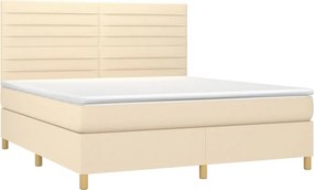vidaXL Κρεβάτι Boxspring με Στρώμα Κρεμ 180x200 εκ. Υφασμάτινο