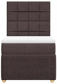 vidaXL Κρεβάτι Boxspring με Στρώμα Σκούρο Καφέ 100x200 εκ. Υφασμάτινο