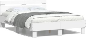 vidaXL Πλαίσιο Κρεβατιού με κεφαλάρι Λευκό 135x190 εκ Επεξεργ. Ξύλο