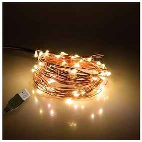 Διακοσμητική Γιρλάντα 5m 50 LED USB 3W 3000K Χάλκινο 79721 Globostar-79721-Χάλκινο 79721