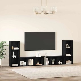 vidaXL Σετ επίπλου τηλεόρασης 4 pcs Μαύρη Οξυά Επεξεργασμένο Ξύλο