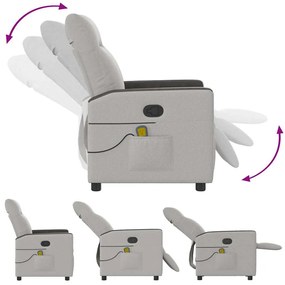 vidaXL καρέκλα ανάκλισης μασάζ Cloud Grey Fabric