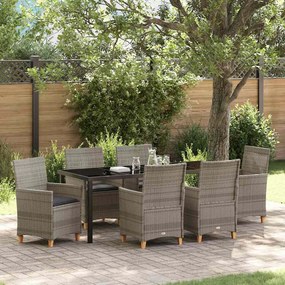 vidaXL Σέτ φαγητού για κήπο 7 pcs Γκρι συνθετικό ρατάν
