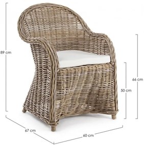 Πολυθρόνα Martin Καφέ Rattan 60x67x89εκ. - Καφέ