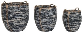 Σετ Καλαθιών DKD Home Decor Λευκό Μαύρο 56 x 56 x 60 cm 52 x 52 x 60 cm Πλαστική ύλη (3 Τεμάχια)