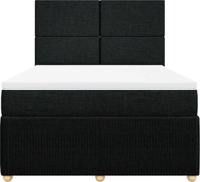 vidaXL Κρεβάτι Boxspring με Στρώμα Μαύρο 140x200 εκ. Υφασμάτινο