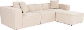 Corner Sofa Lora (L1-O1-1R-POUFFE ) - Peach Peach