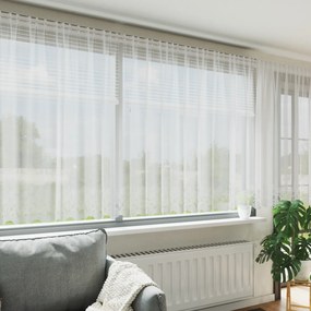 vidaXL Κουρτίνες με κουρτίνες Floral Λευκό 600 x 140 cm Πολυεστέρας