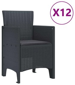 vidaXL Σέτ φαγητού για κήπο 13 pcs Ανθρακί Rattan Polt