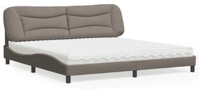 vidaXL Κρεβάτι με Στρώμα Taupe 200x200 εκ. Υφασμάτινο