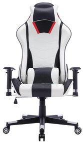 Καρέκλα γραφείου gaming Mazol pu μαύρο-λευκό 66x56x135εκ 66x56x135 εκ.