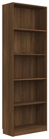 vidaXL Βιβλιοθήκη με 5 Ράφια Καφέ Δρυς 60x24x175 εκ. Επεξεργ. Ξύλο