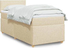 vidaXL Κρεβάτι Boxspring με Στρώμα Κρεμ 90x200 εκ.Υφασμάτινο