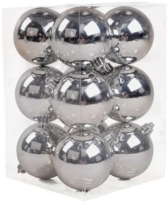 Σετ Χριστουγεννιάτικες Μπάλες  8εκ.  12τεμ  Ασημί