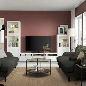 BESTÅ σύνθεση αποθήκευσης TV/γυάλινες πόρτες/συρτάρια με μαλακό κλείσιμο, 300x42x193 cm 493.307.92