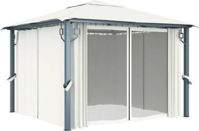 vidaXL Κιόσκι με Κουρτίνα Κρεμ 300 x 300 εκ. Αλουμινίου