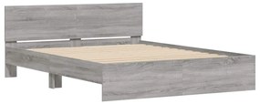 vidaXL Πλαίσιο Κρεβατιού με Κεφαλάρι/LED Γκρι Sonoma 150x200 εκ.