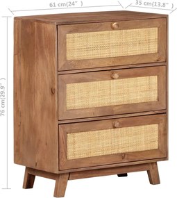 vidaXL Ντουλάπι 61 x 35 x 76 εκ. από Μασίφ Ξύλο Μάνγκο