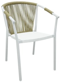 Πολυθρόνα στοιβαζόμενη Convince pakoworld αλουμίνιο λευκό σκελετό-textilene-pe rattan σε φυσική απόχρωση 56x63x82εκ