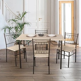 Σετ Τραπεζαρίας FL1125 Fylliana Sonoma - Καφέ 112x72x75 εκ. 112x72x75 εκ.