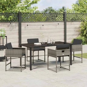 vidaXL Σέτ φαγητού για κήπο 5 pcs Γκρι συνθετικό ρατάν