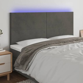 Κεφαλάρι Κρεβατιού LED Σκούρο Γκρι 200x5x118/128 εκ. Βελούδινο 3122211